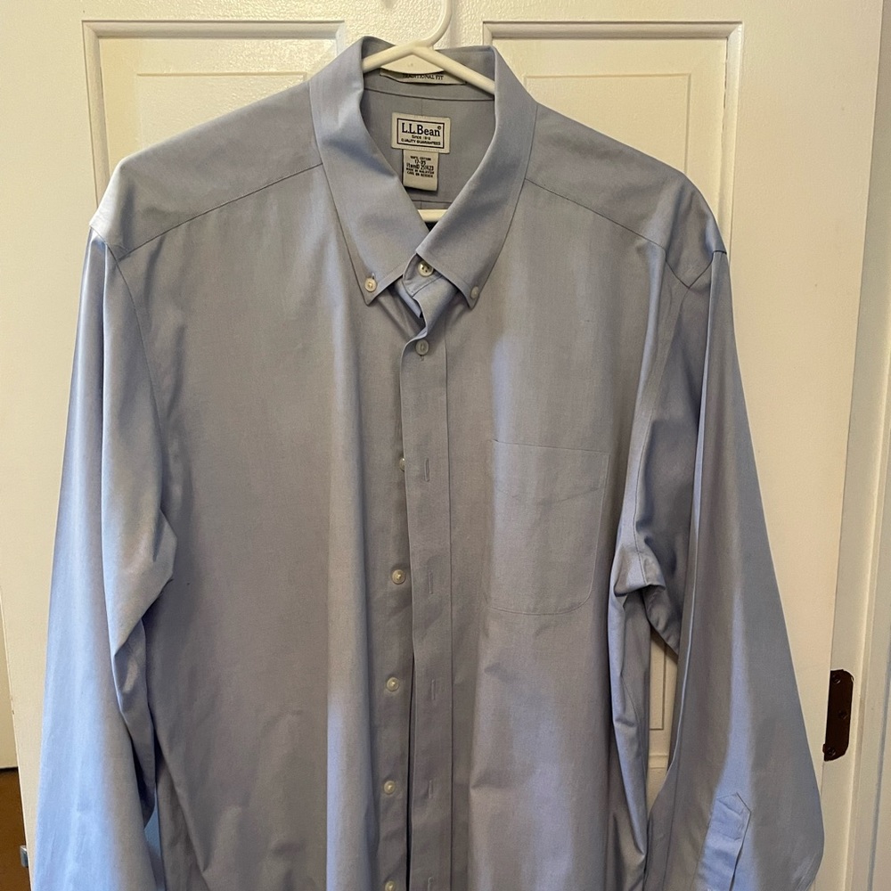 Men’s LL Bean long sleeved shirt. Pale blue.